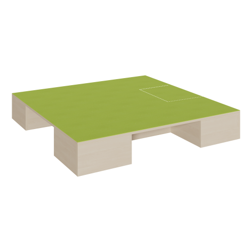 Quadrat-Podest mit Linoleum-Deckplatte und 3 Garagennischen B/T: 150x150 cm, 3 Garagennischen für Rollkästen, Höhe wählbar