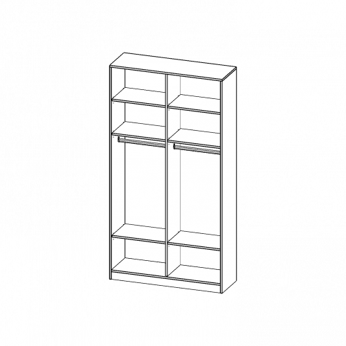 Garderobenregal,  6 Ordnerhöhen - Serie evo180 B/H/T: 120x226x40 cm, mit Mittelwand, 2 Garderobenstangen, mit Sockel (81 mm)