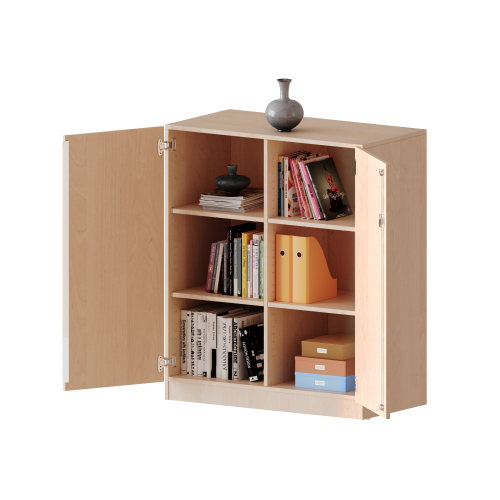 Schrank, 3 Ordnerhöhen - Serie evo180 B/H/T: 100x118x60 cm, 2 Türen, abschließbar, mit Mittelwand, mit Sockel (81 mm)