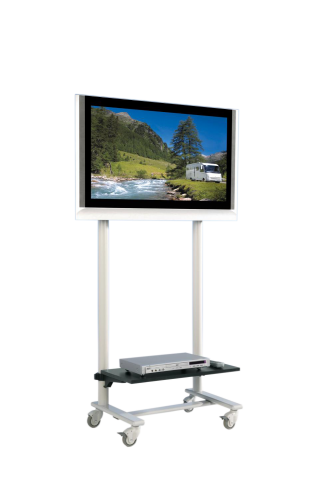 TV Wagen, TV Rack für Fernseher bis 50 Zoll mit 1 Ablage ScreenCart Serie Design 70, neigbare Halterung