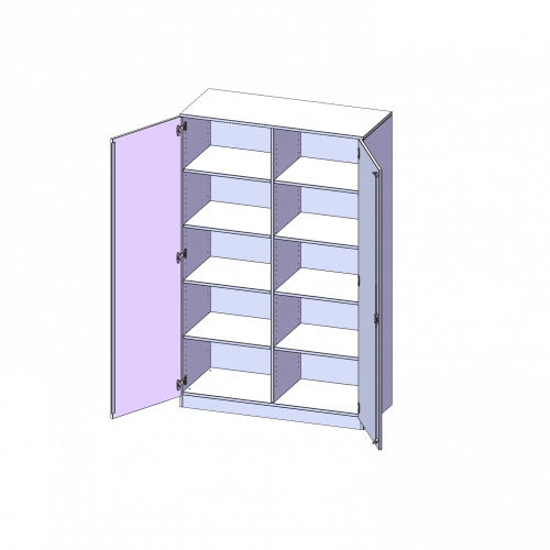 Schrank, 5 Ordnerhöhen - Serie evo180 B/H/T: 120x190x40 cm, 2 Türen, abschließbar, mit Mittelwand, mit Sockel (81 mm)