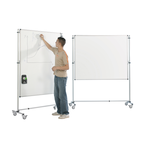 Fahrbare Tafel Weiß in Stahlemaille Maße wählbar