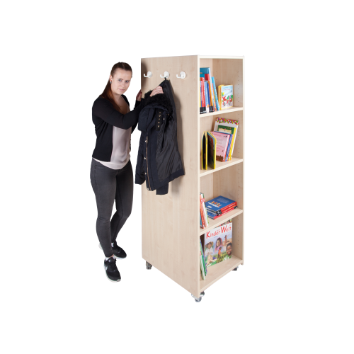 Bücherturm mit offenen Fächern B/H/T: 52x165x64 cm, fahrbar, doppelseitig