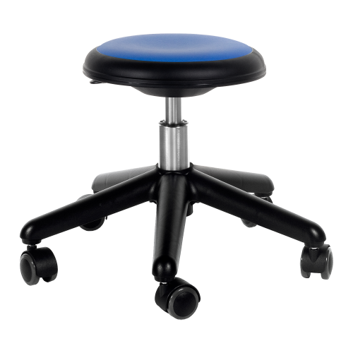 Genito Hocker mit Gaslift Höhenverstellung Sitzhöhe: 30-38 cm, mit Rollen, Kunstleder blau