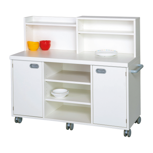 Servierwagen B/H/T: 120/132x107x52 cm, mobiler 3teiliger Unterschrank mit Arbeitsplatte und Aufsatz