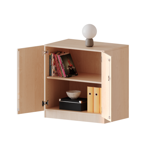 Schrank, 2 Ordnerhöhen - Serie evo180 B/H/T: 100x82x60 cm, 2 Türen, abschließbar, mit Sockel (81 mm)