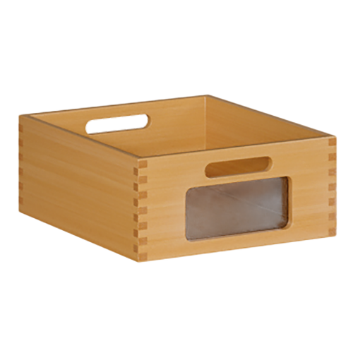 Materialkasten Holzkasten mit Sichtfenster HK 14A, B/H/T: 31,5 x 14 x 36 cm, aus Massivholz BUCHE