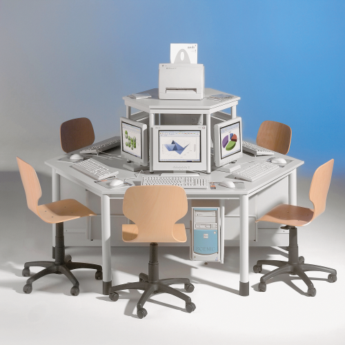 Computerinsel mit 6 Arbeitsplätzen B/H/T: 200x72x100 cm