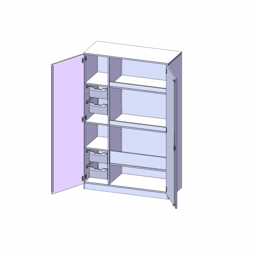 Sportschrank, 5 Ordnerhöhen - Serie evo180 B/H/T: 120x190x50 cm, 4 hohe ErgoTray Boxen, Ballfach, mit Sockel (81 mm)