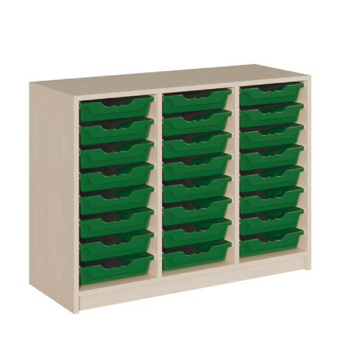 Regal mit ErgoTray-Boxen in Korpusbauweise B/H/T: 105x80x40 cm, 24 flache ErgoTray-Boxen