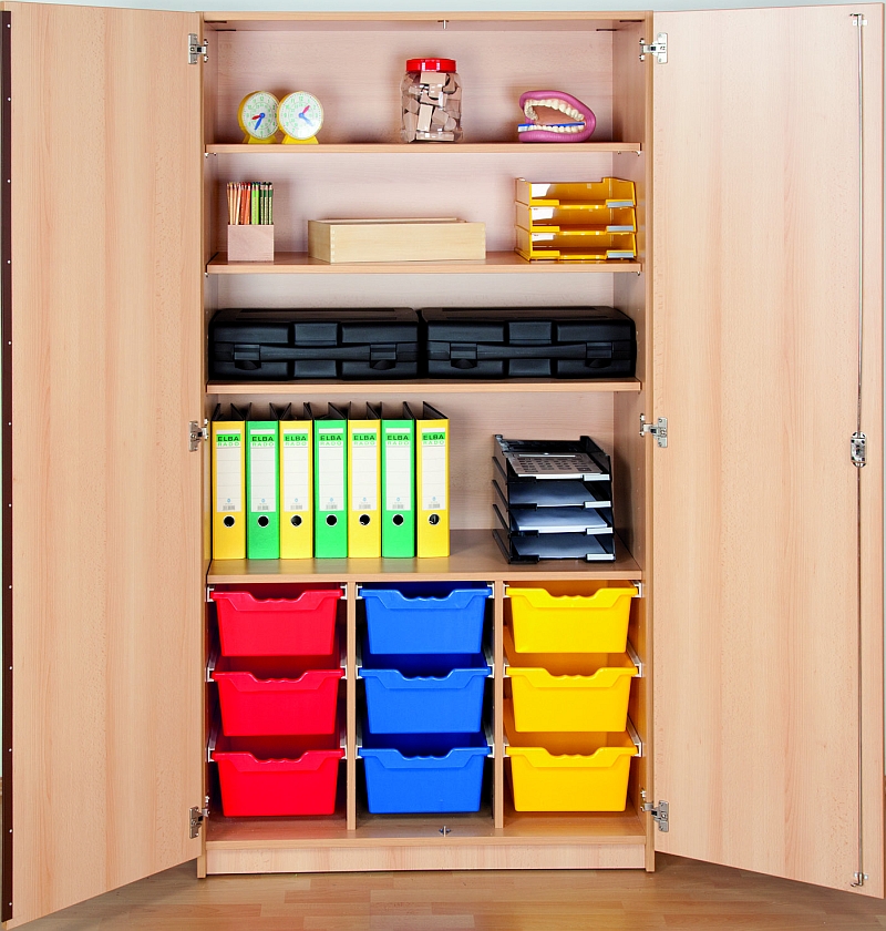 Ergo-9-Boxen Lehrmittelschrank mit 9 großen ErgoTray Boxen