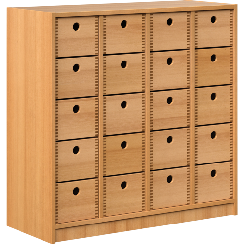 Werkraumregal, 20 Holzkästen B/H/T 100x98x40 cm