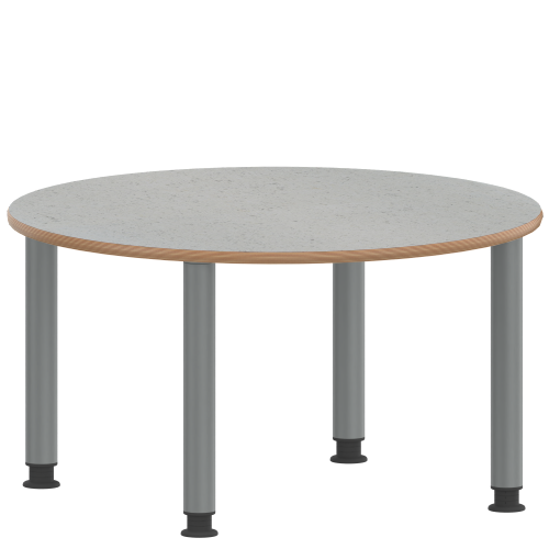 Tisch ZALOTTI mit Linoleum-Belag Rundtische, Durchmesser: 100 cm, Höhen 41…76 cm, Stahlrohrbeine Ø 60 mm, Fußvariante: höhenverstellbar