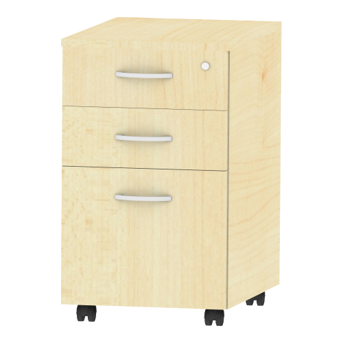 Rollcontainer fahrbar mit Zentralverriegelung Beistellcontainer mit Schubladen auf Rollschubführung mit Wechselsperre