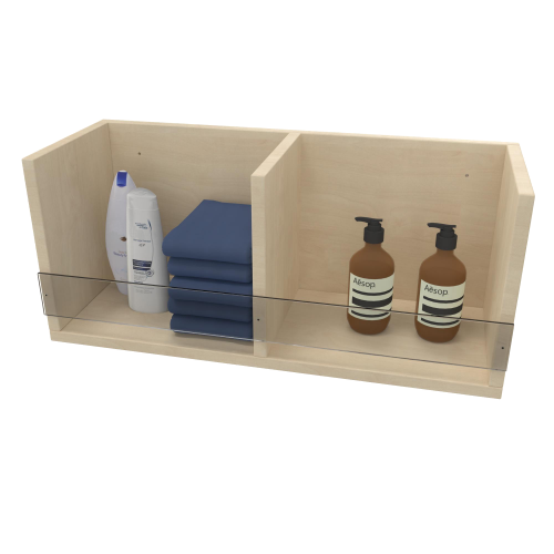 Pflegemittelregal, passend zu Wickelkommoden B/H/T: 67,3x29,1x25,5 cm, mit Pflegemittelfächern und Plexiglasblenden, 1reihiges Regal mit 2 Fächern