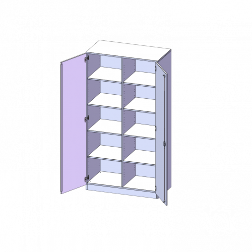 Schrank, 5 Ordnerhöhen - Serie evo180 B/H/T: 100x190x40 cm, 2 Türen, abschließbar, mit Mittelwand, mit Sockel (81 mm)
