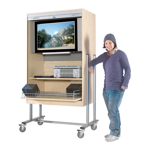 TV-Wagen mit Rollo, 1 Rollauszug und Fach B/H/T: 108x189x60 cm