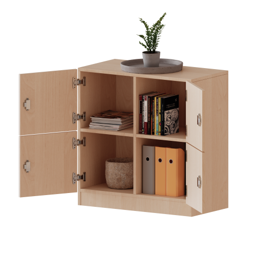 Schließfachschrank, 2 Ordnerhöhen - Serie evo180 Breite 80 cm, Gesamthöhe 82 cm, 4 Schließfächer, mit Sockel (81 mm)