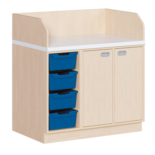 Wickelkommode, dreireihig Türen, 4 Boxen, B/H: 107x113 cm