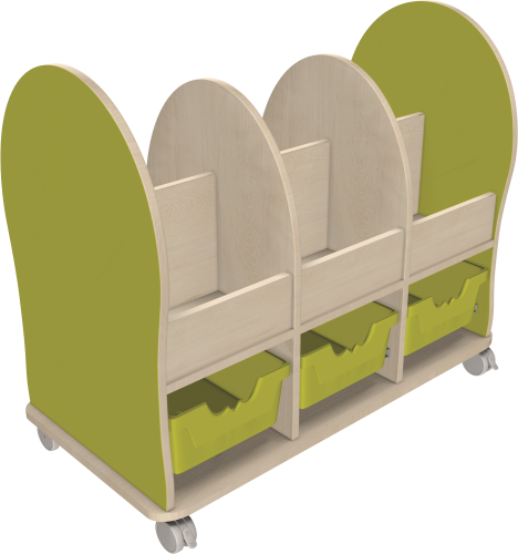 Leseratte Midi mit 6 offenen Fächern und 3 Ergo Tray Boxen C2 Mit 3 x Ergo Tray Boxen C2