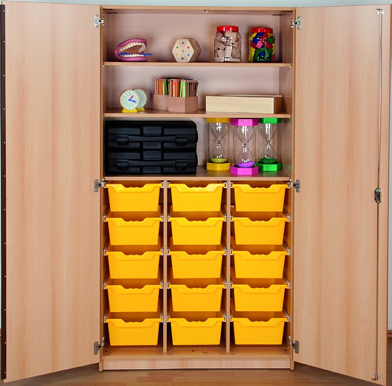 Ergo-15-Boxen Lehrmittelschrank mit 15 großen ErgoTray Boxen