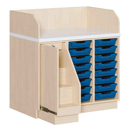 Wickelkommode, dreireihig B/H: 107x113 cm, Ausziehbarer Aufstieg, 16 Boxen