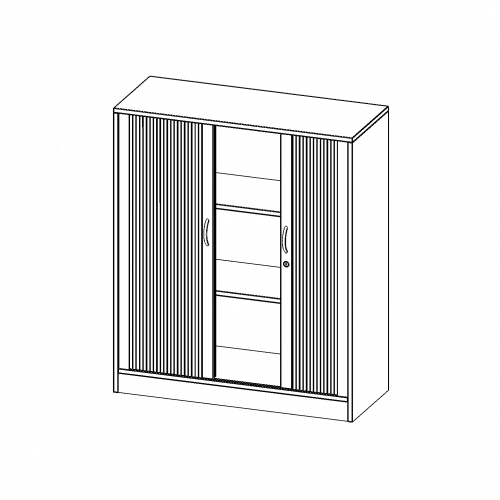 Schrank mit Rollo, 3 Ordnerhöhen - Serie evo180 B/H/T: 100x118x50 cm, Querrollladen, abschließbar, mit Sockel (81 mm)
