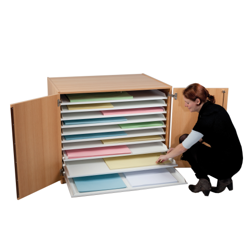 Bildertruhe mit 10 Auszugböden B/H/T: 111x90x81 cm, passend für Papierformate bis 100x70 cm