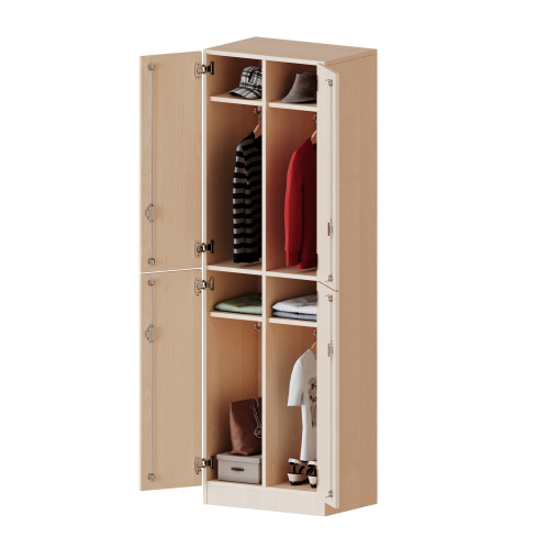 Spind Schrank, 5 Ordnerhöhen - Serie evo180 Gesamthöhe 190 cm, 4 Türen, je 2 übereinander, mit Sockel (81 mm)