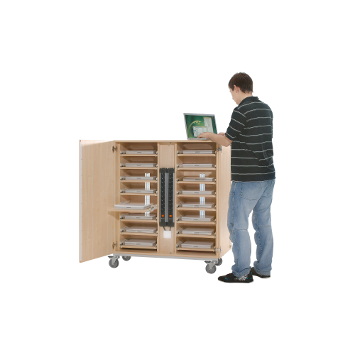 Aufbewahrungsschrank für Laptops mit 12 Fachböden = 14 Fächer, 14 Steckdosen