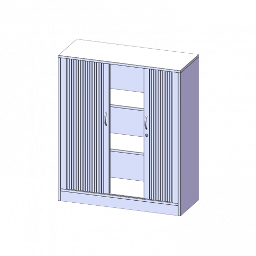 Schrank mit Rollo, 3 Ordnerhöhen - Serie evo180 B/H/T: 100x118x50 cm, Querrollladen, abschließbar, mit Sockel (81 mm)