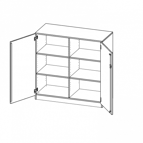 Schrank, 3 Ordnerhöhen - Serie evo180 B/H/T: 120x118x40 cm, 2 Türen, abschließbar, mit Mittelwand, mit Sockel (81 mm)