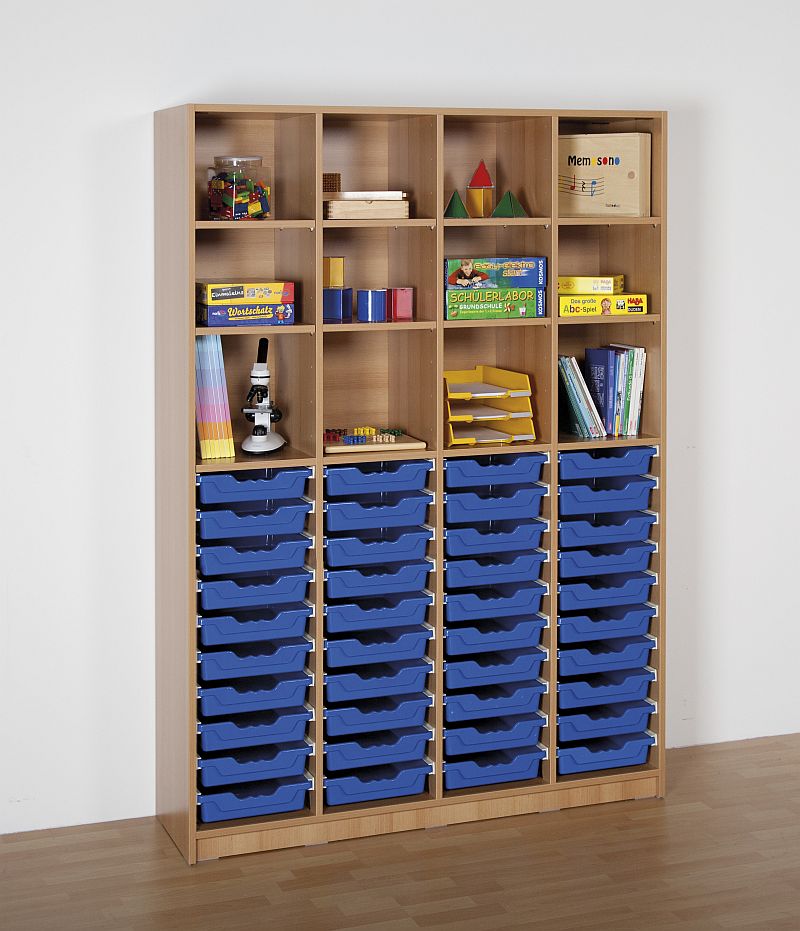 Lehrmittelregal mit 40 ErgoTray Boxen