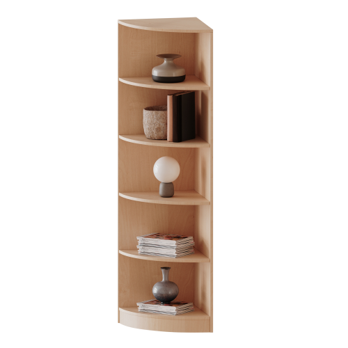 Außeneckregal, 5 Ordnerhöhen - Serie evo180 B/H/T: 40x190x40 cm, Viertelkreis, Erweiterung rechts, mit Sockel (81 mm)