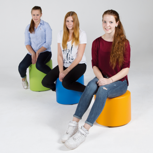 Spot Kinderhocker rund mit Stoff- oder Kunstlederbezug B/H/T: 37x40x37 cm, Kunstlederbezug und Polsterung schwer entflammbar
