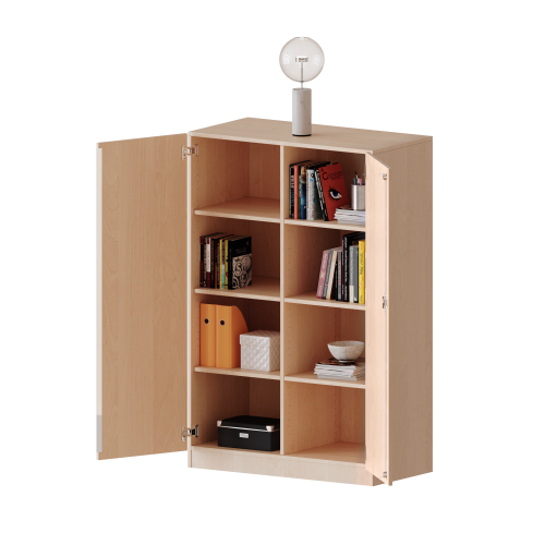 Schrank, 4 Ordnerhöhen - Serie evo180 B/H/T: 100x154x40 cm, 2 Türen, abschließbar, mit Mittelwand, mit Sockel (81 mm)