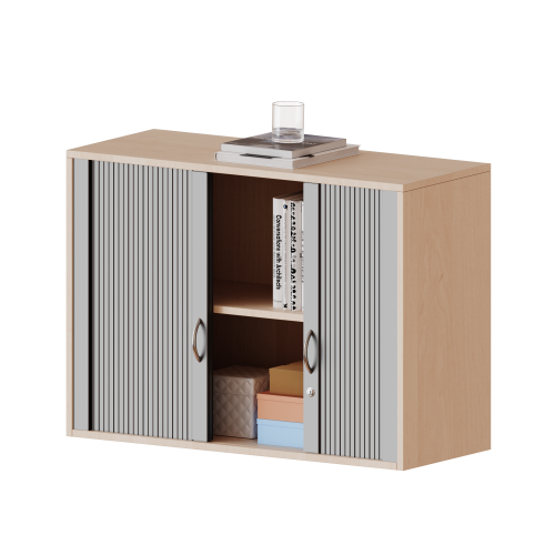 Aufsatzschrank mit Rollo, 2 Ordnerhöhen - Serie evo180 Gesamthöhe 72 cm, Querrolladen, abschließbar