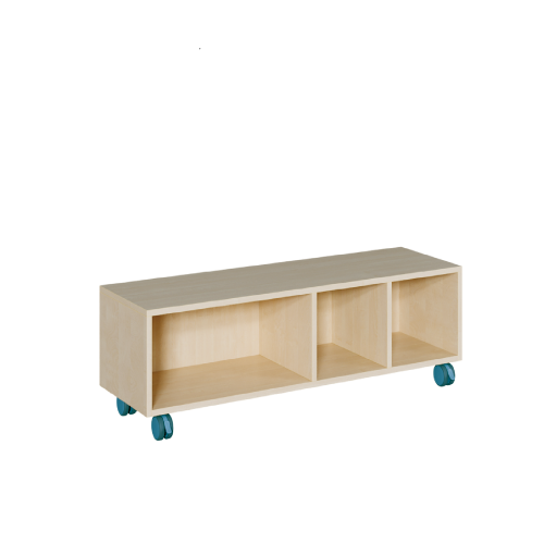 fahrbares Regal in Korpusbauweise B/H/T: 139x42,5x40 cm, mit 3 Fächern in unterschiedlicher Größe