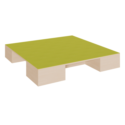 Quadrat-Podest mit Linoleum-Deckplatte und 2 Garagennischen B/H/T: 150x24x150 cm, 2 Garagennischen für Rollkästen, über Eck liegend