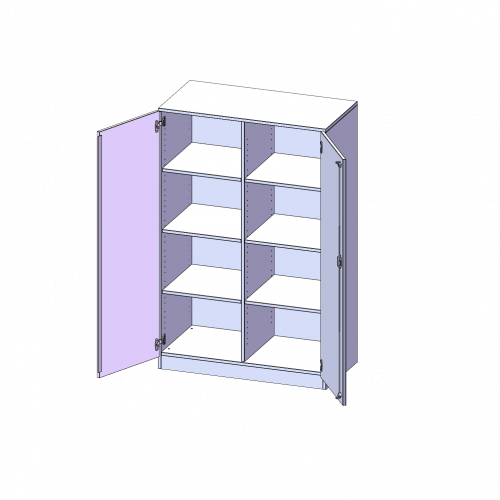 Schrank, 4 Ordnerhöhen - Serie evo180 B/H/T: 100x154x50 cm, 2 Türen, abschließbar, mit Mittelwand, mit Sockel (81 mm)