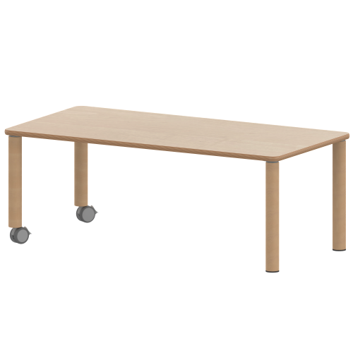 Tisch ZALOTTI mit Schichtstoff-Belag Rechtecktische, Maße B/T: 120...160x60...80 cm, Höhen 25…76 cm, Massivholzbeine Ø 60 mm, Fußvariante: fahrbar