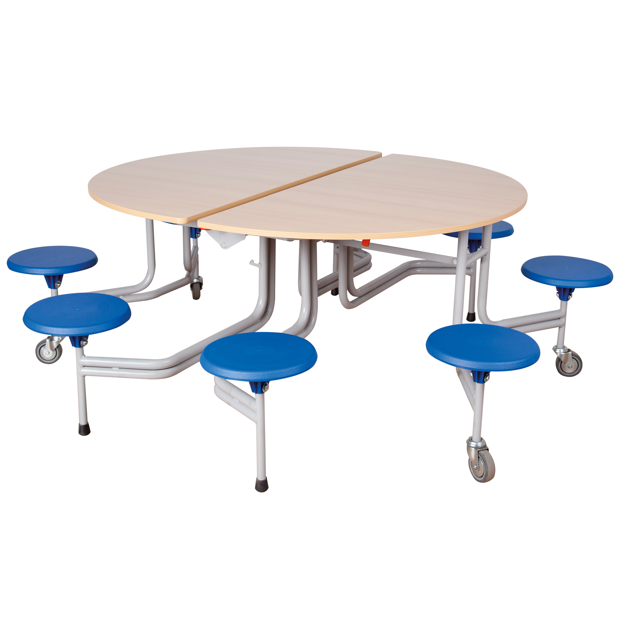 Spaceflex 2.0 Klapptisch mit integrierten Stühlen, melaminbeschichtete Spanplatte, rund B/H/T: 153x74x136 cm, 8 Sitze Farbe Gelb, Sitzhöhe 38 cm