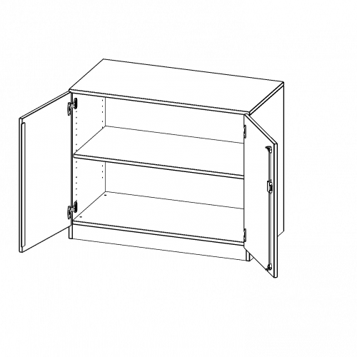 Schrank, 2 Ordnerhöhen - Serie evo180 B/H/T: 100x82x40 cm, 2 Türen, abschließbar, mit Sockel (81 mm)