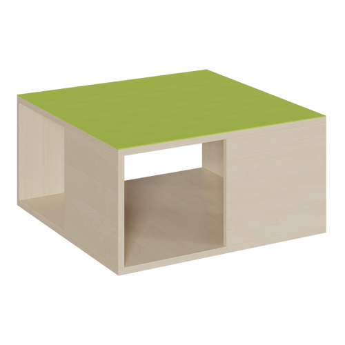 Quadratisches Podest mit Linoleum-Deckplatte B/T: 70x70 cm, Höhe wählbar, Podest 4seitig zur Hälfte offen