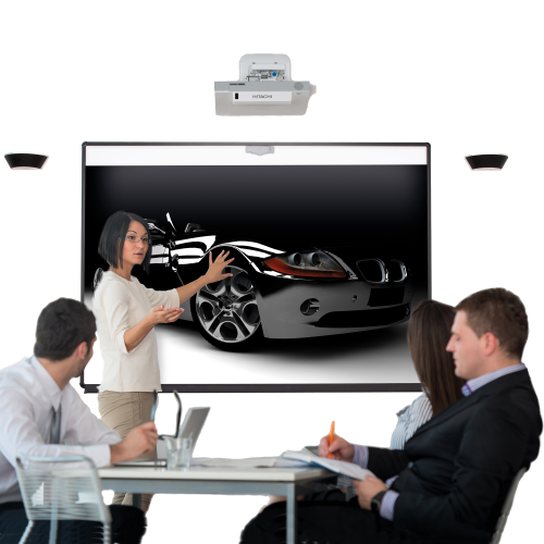 Projektionstafel Serie PTFT Bilddiagonale: 95": Außenmaße: 300x130 cm, Bildgröße: 192x120 cm, magnethaftend, 6-Punkt-Befestigung