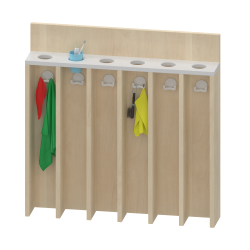 Waschraumboard mit Becherleiste und Handtuchfächern Maße B/H/T: 79,3x80x14 cm, für 6 Plätze