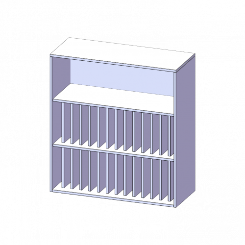 Aufsatzregal für Klassenbücher, 3 Ordnerhöhen - Serie evo180 B/H/T: 100x108x40 cm, 2 Reihen für je 14 Klassenbücher