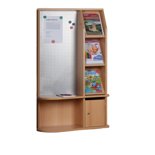 Infocenter B/H/T: 80x142x32 cm, mit 3 Schrägablagen, Lochblechrückwand, offenem Fach und abschließbarem Postfach, zur Wandmontage