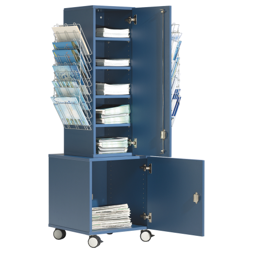 Prospektständer fahrbar, abschließbar, Dekor wählbar B/H/T: 64x160x64 cm