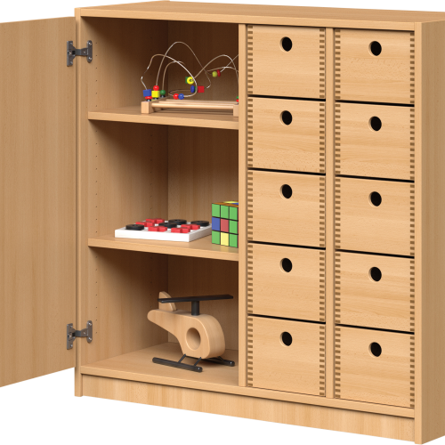 Werkraumregal, 10 Holzkästen B/H/T 100x98x40 cm